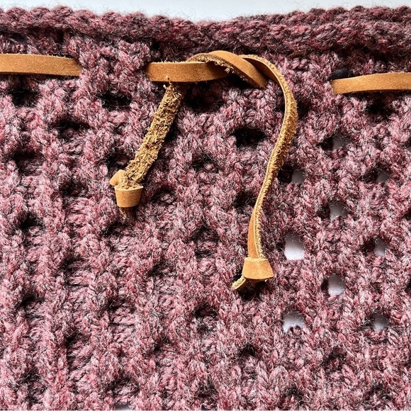 Boho Crochet Festival High Low Skirt Loose Knit Beach Swim  Cover Up Fringe Sz S - Picture 14 of 14